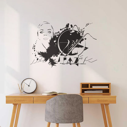 Wall Stickers Beautiful Woman Appeal Girl Music Jazz Waterproof