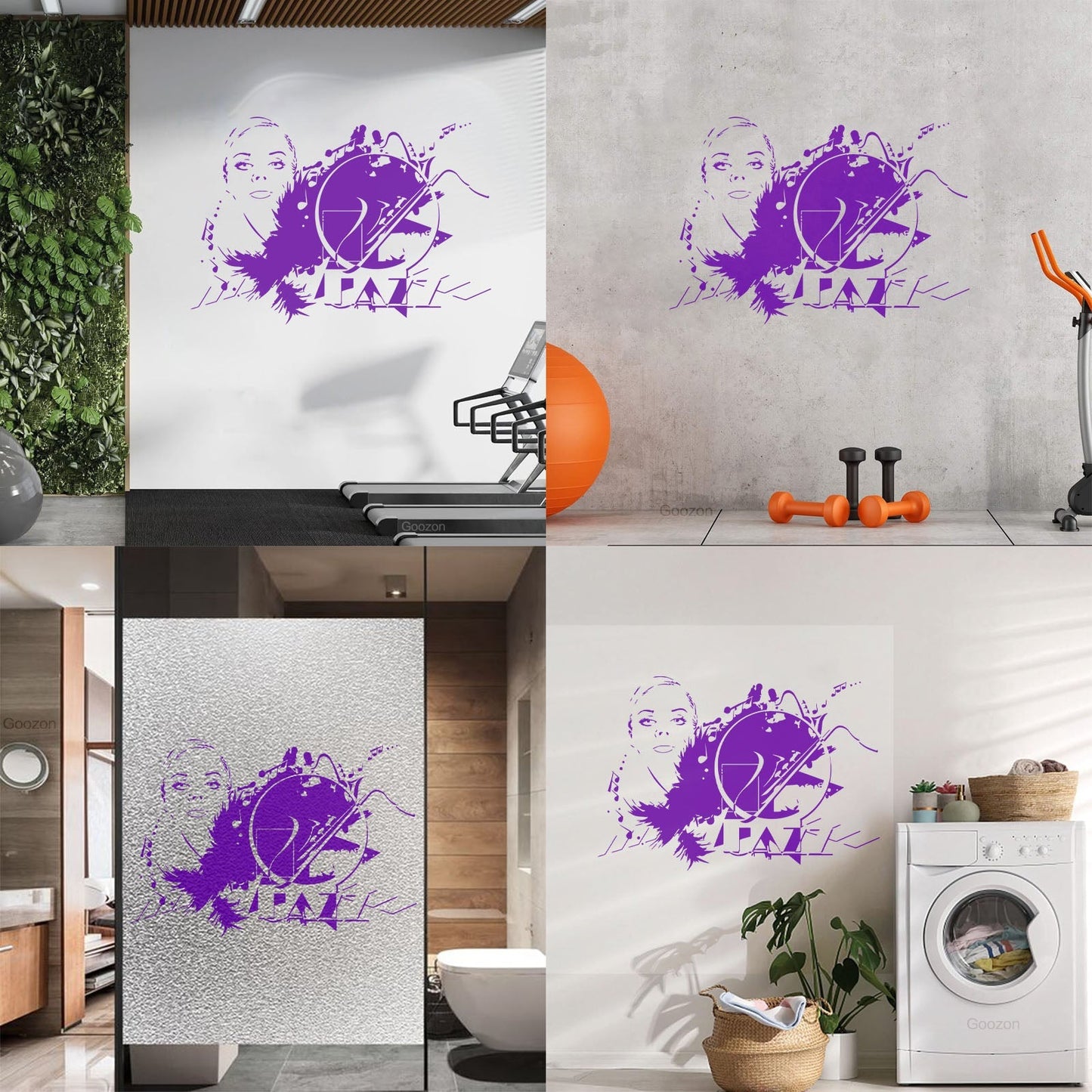 Wall Stickers Beautiful Woman Appeal Girl Music Jazz Waterproof