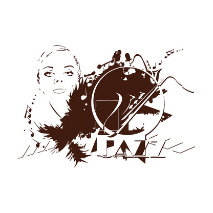 Wall Stickers Beautiful Woman Appeal Girl Music Jazz Waterproof
