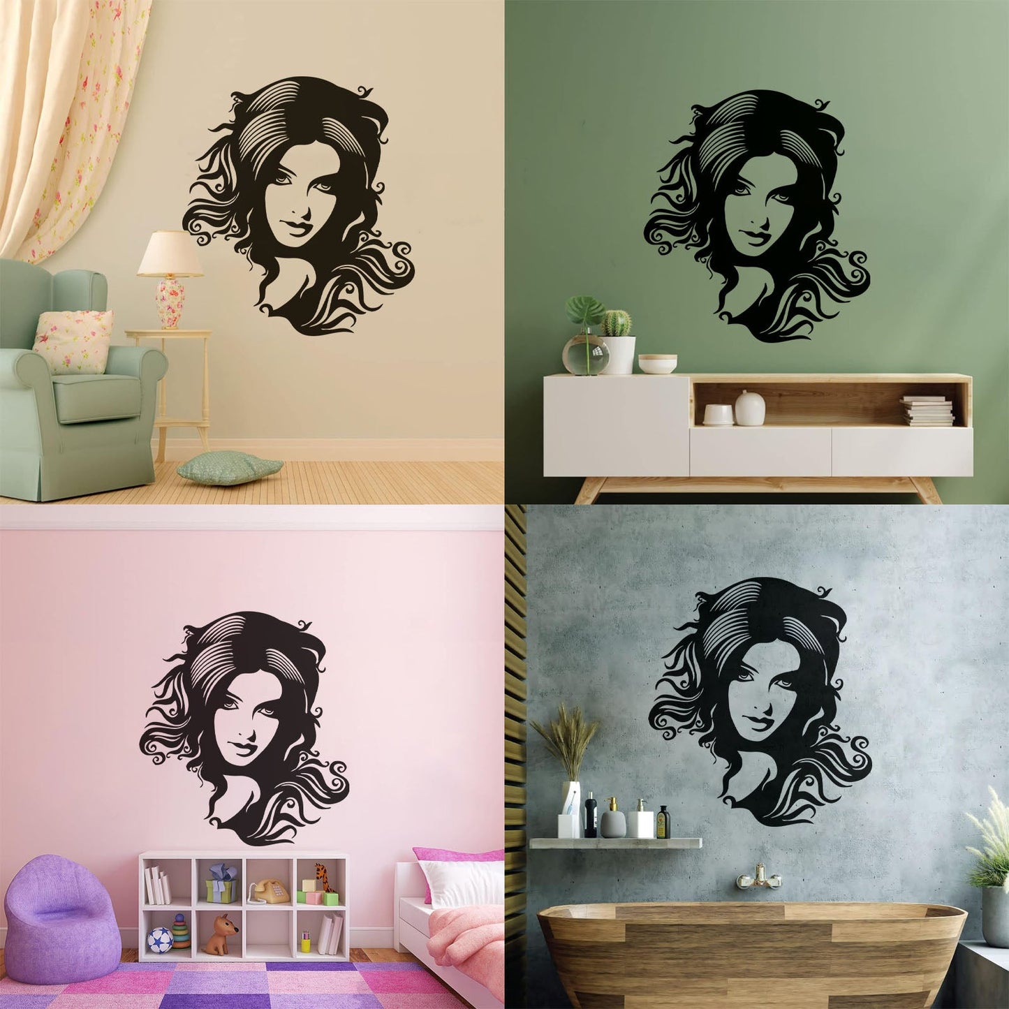 Wall Decals Beauty Salon Spa Hair Woman Girl Barbershop Store Decoration