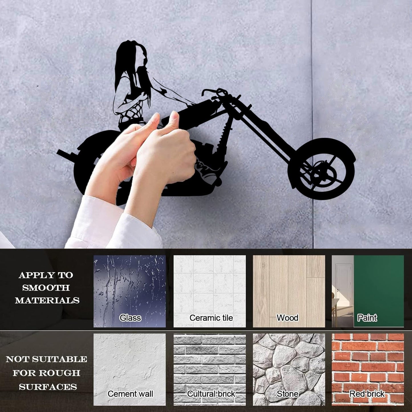 Engraving Decals Biker Woman Motorcycle Racing Sports Girl Removable Without Leaving Glue