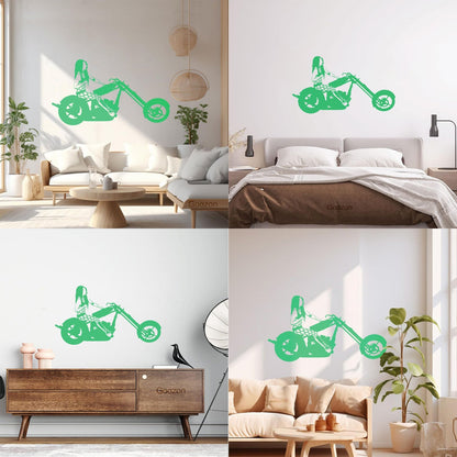 Engraving Decals Biker Woman Motorcycle Racing Sports Girl Removable Without Leaving Glue