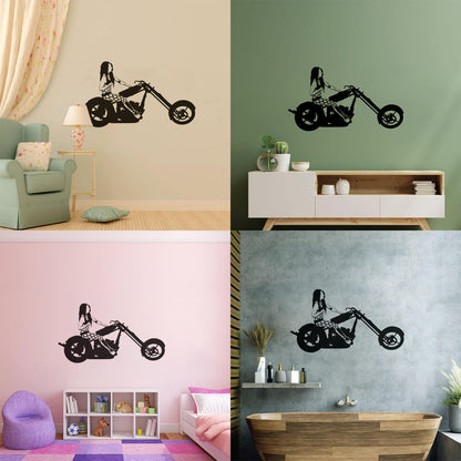 Engraving Decals Biker Woman Motorcycle Racing Sports Girl Removable Without Leaving Glue