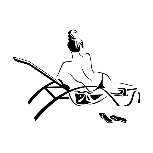 Wall Decals Pvc Naked Woman Girl Sketch Beach Relax Personalized Customization