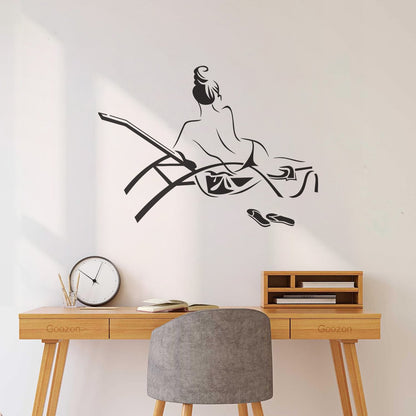 Wall Decals Pvc Naked Woman Girl Sketch Beach Relax Personalized Customization