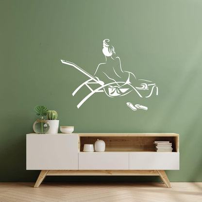 Wall Decals Pvc Naked Woman Girl Sketch Beach Relax Personalized Customization