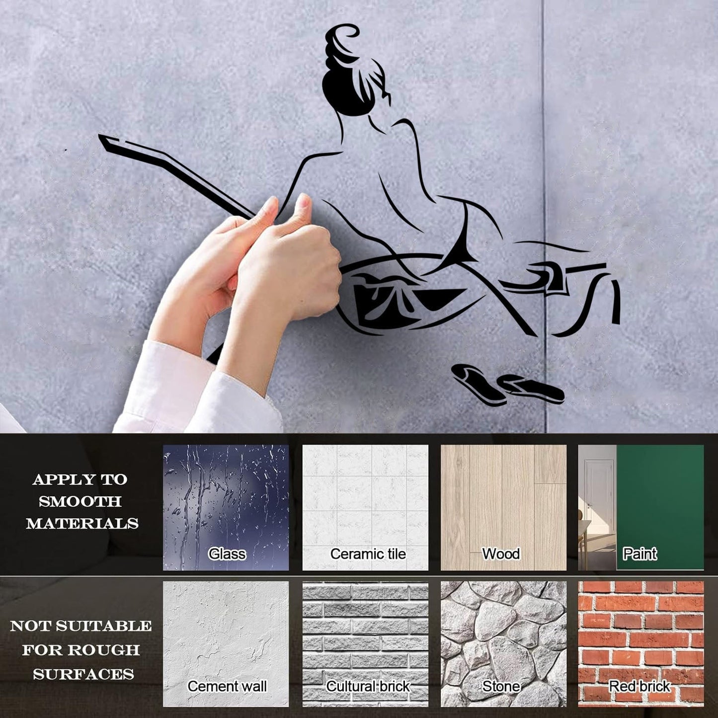 Wall Decals Pvc Naked Woman Girl Sketch Beach Relax Personalized Customization