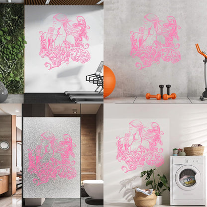 Wall Decals Paster Paper Singer Microphone Karaoke Girl Woman Music Patterns Art Decoration