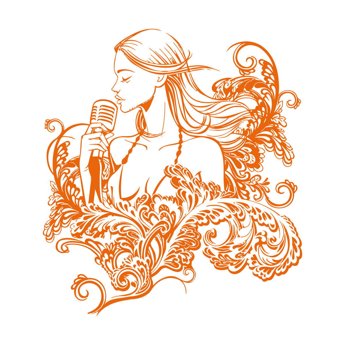 Wall Decals Paster Paper Singer Microphone Karaoke Girl Woman Music Patterns Art Decoration