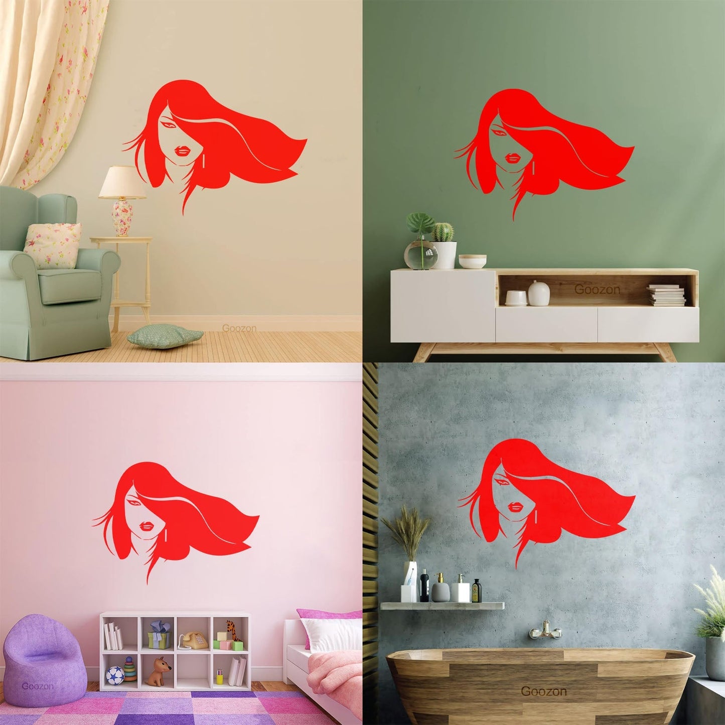 Vinyl Wall Stickers Beautiful Woman Face Appeal Girl Wall Beautification