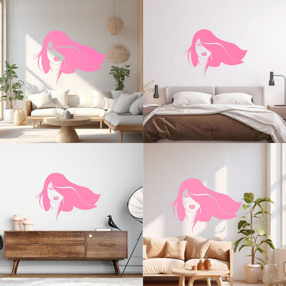Vinyl Wall Stickers Beautiful Woman Face Appeal Girl Wall Beautification