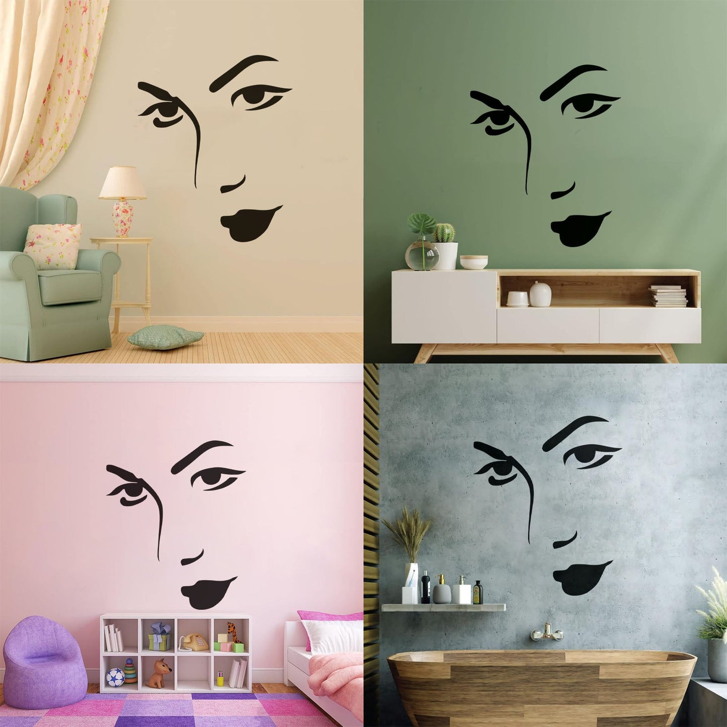 Mural And Wall Vinyl Decal Appeal Woman'S Face Beautiful Girl Store Decoration