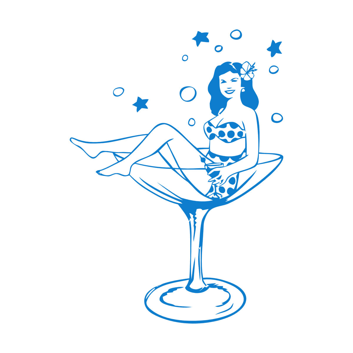 Wall Vinyl Sticker Decor Woman Wineglass Girl Martini Pin Up Removable Without Leaving Glue
