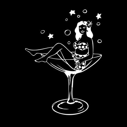 Wall Vinyl Sticker Decor Woman Wineglass Girl Martini Pin Up Removable Without Leaving Glue