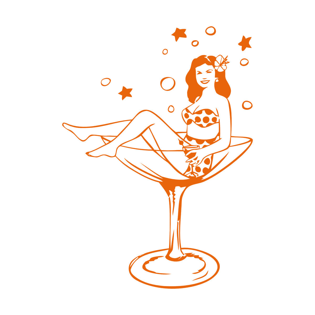 Wall Vinyl Sticker Decor Woman Wineglass Girl Martini Pin Up Removable Without Leaving Glue