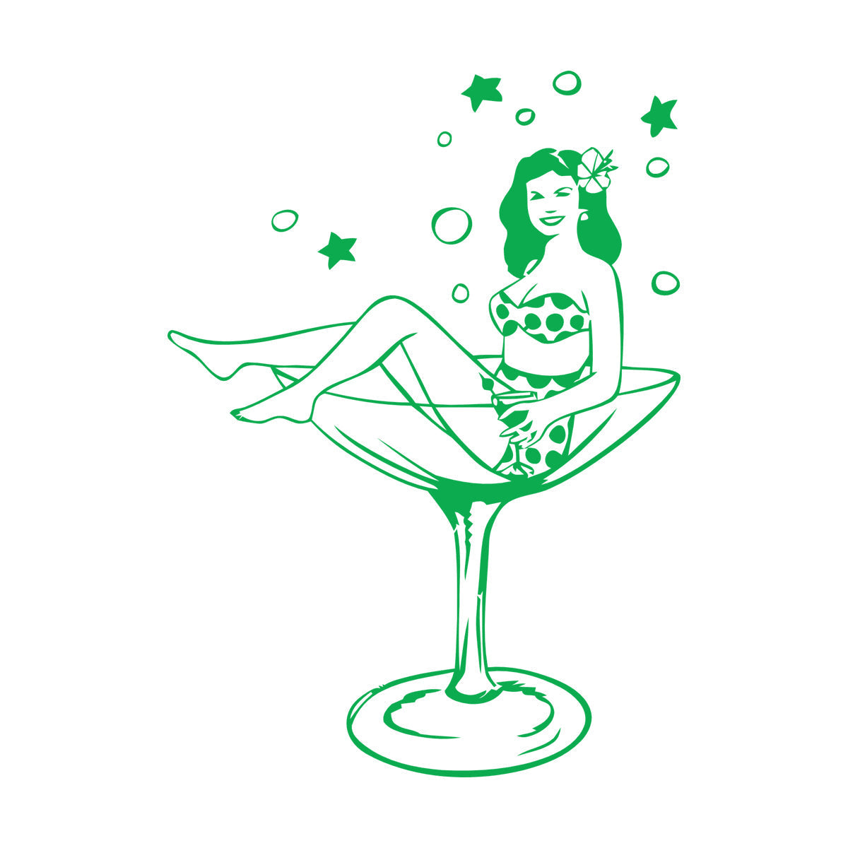 Wall Vinyl Sticker Decor Woman Wineglass Girl Martini Pin Up Removable Without Leaving Glue