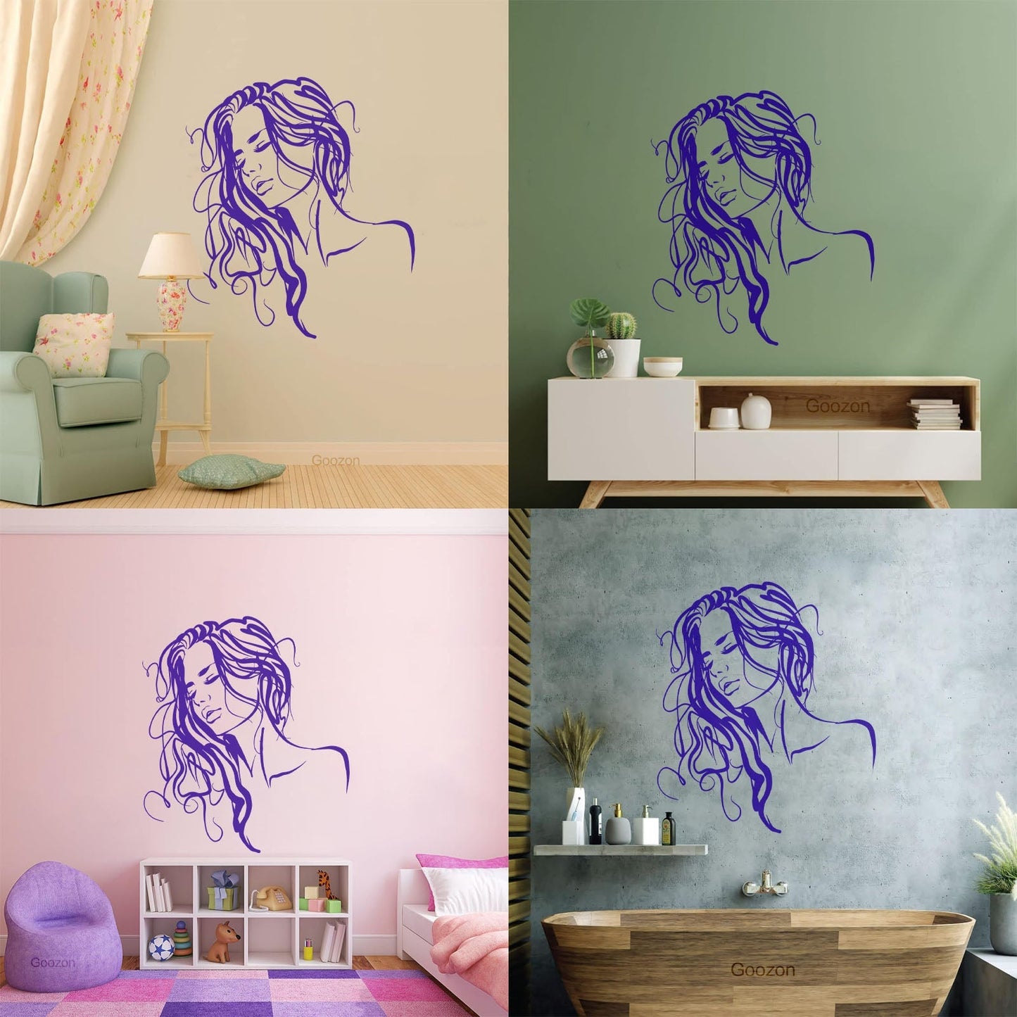 Fine Carving Decals Abstract Beautiful Hot Woman Appeal Girl Face Multi Color Selection