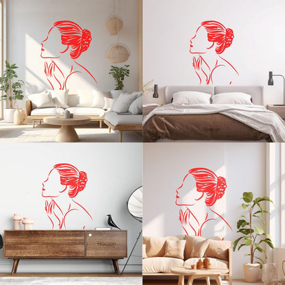 Vinyl Art Sticker Abstract Elegant Woman Girl Equipped With Transfer Film Kit