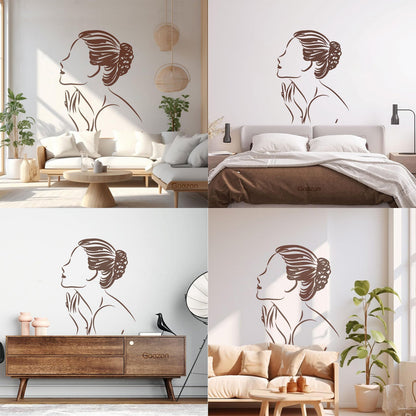 Vinyl Art Sticker Abstract Elegant Woman Girl Equipped With Transfer Film Kit