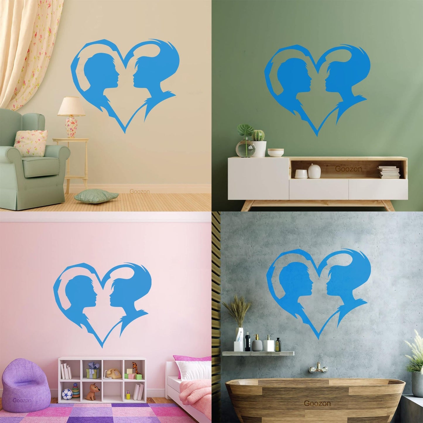 Lettering Decals Abstract Love Heart Symbol Guy And Girl Man Woman Art Mural Painting