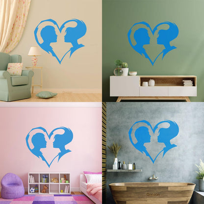 Lettering Decals Abstract Love Heart Symbol Guy And Girl Man Woman Art Mural Painting