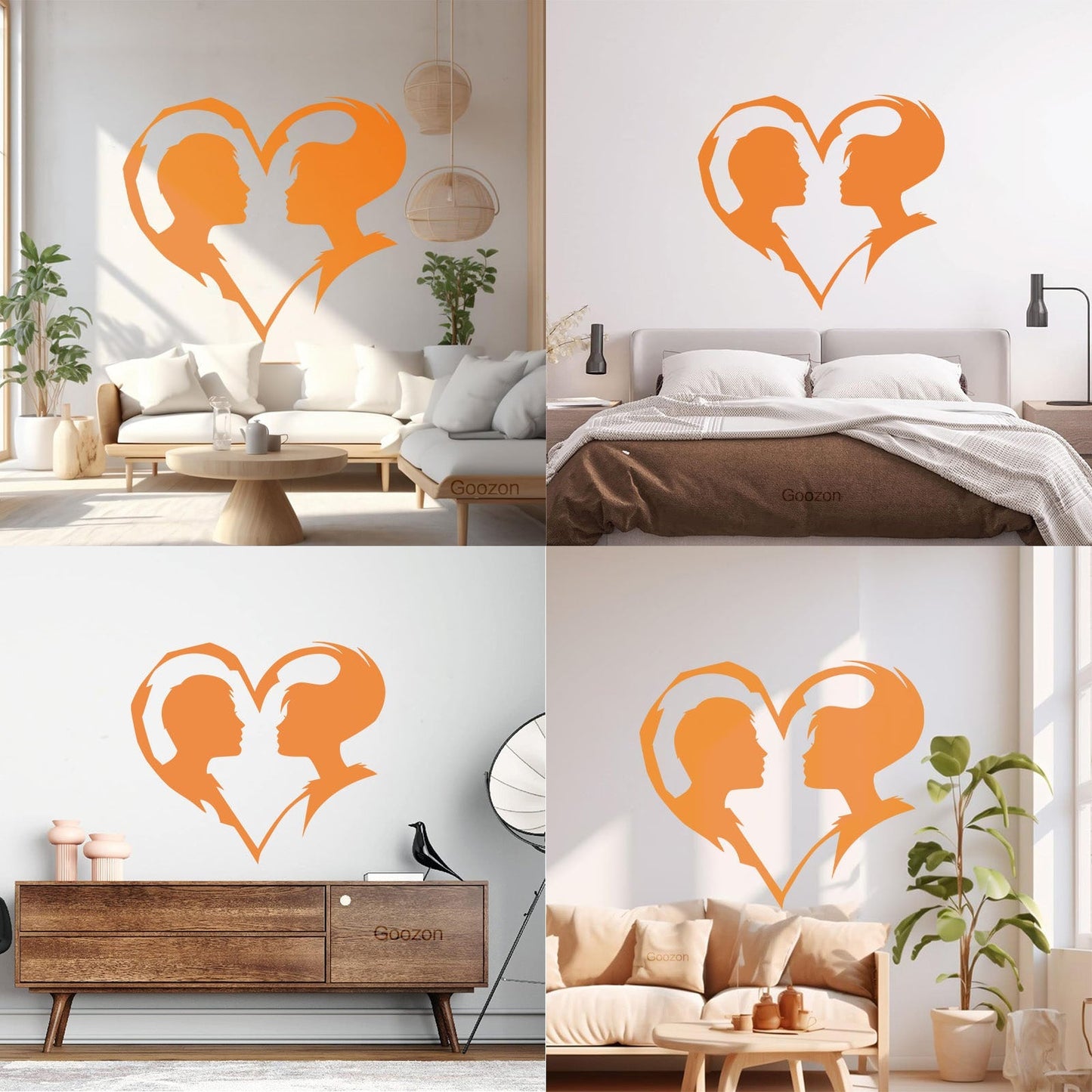 Lettering Decals Abstract Love Heart Symbol Guy And Girl Man Woman Art Mural Painting