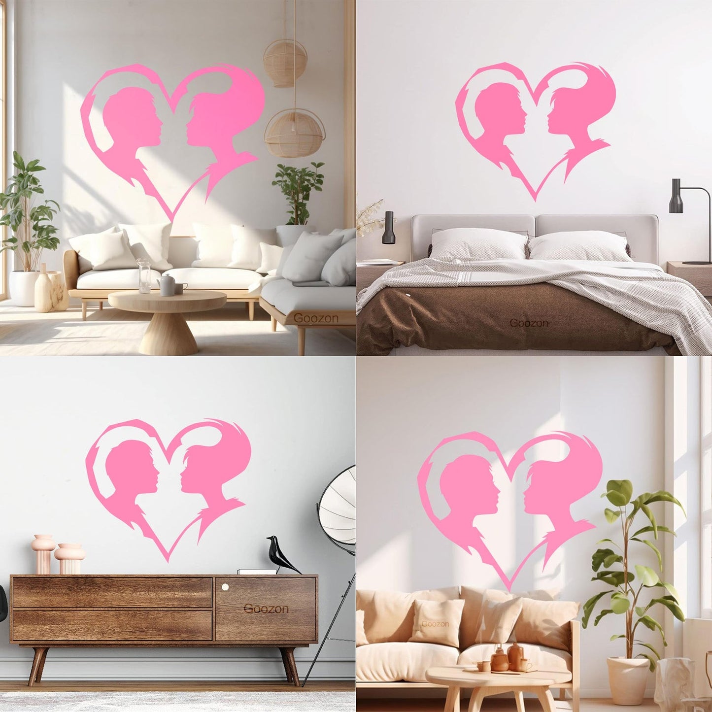 Lettering Decals Abstract Love Heart Symbol Guy And Girl Man Woman Art Mural Painting