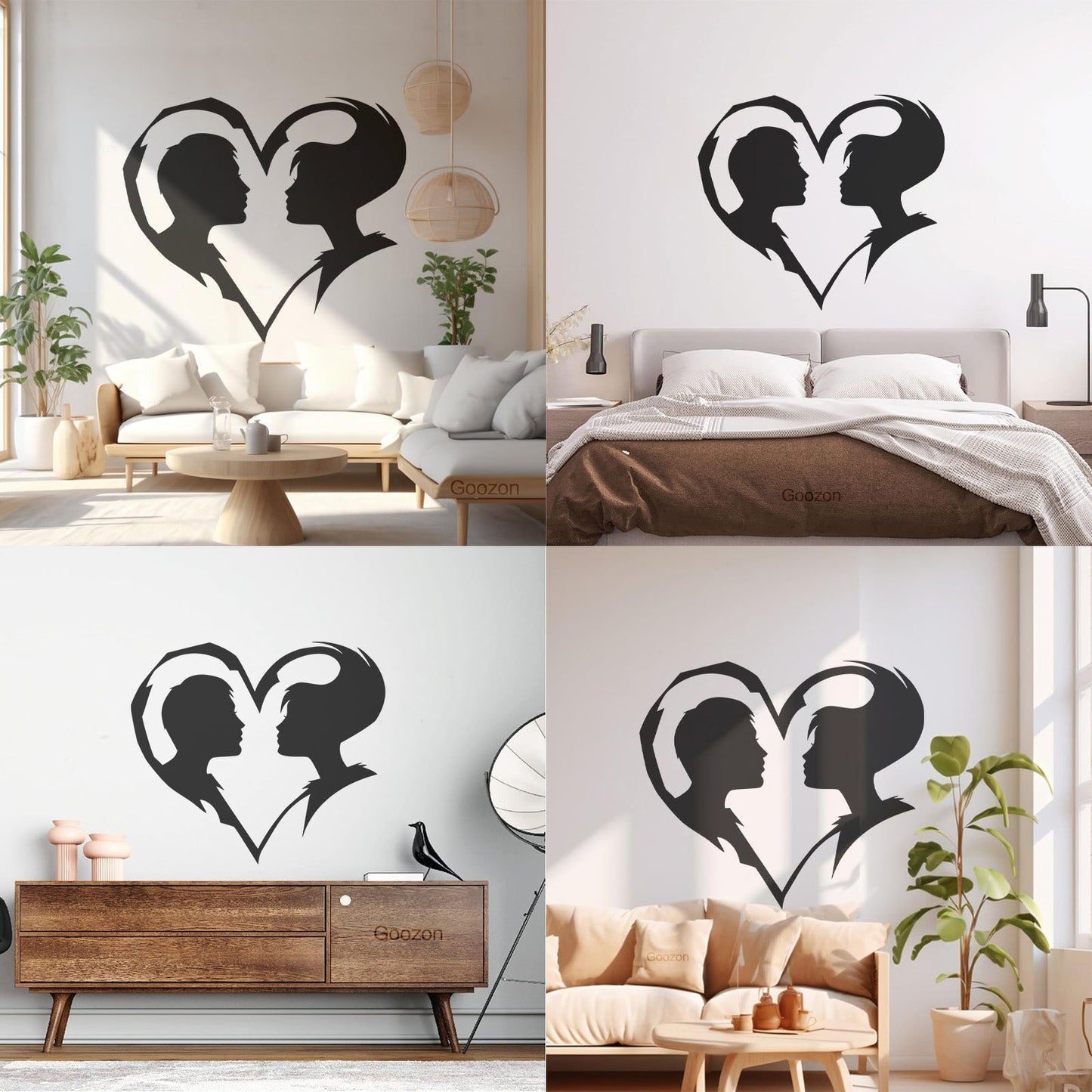 Lettering Decals Abstract Love Heart Symbol Guy And Girl Man Woman Art Mural Painting