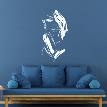 Mural And Wall Vinyl Decal Art Beautiful Woman Fashion Girl Face Model Car Body Decoration