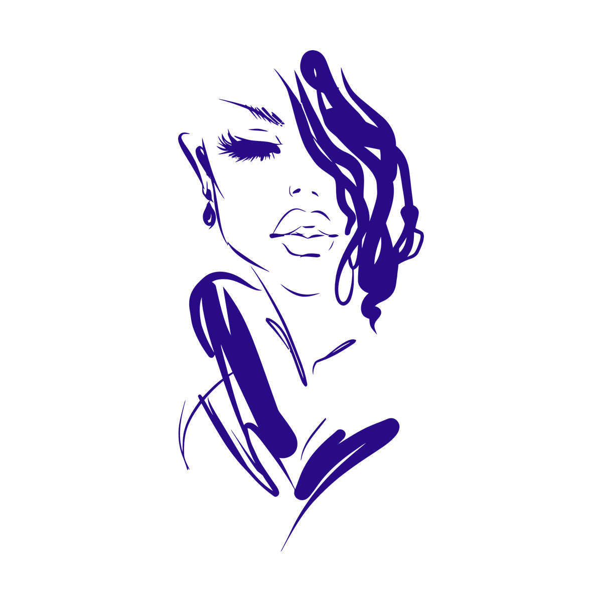 Mural And Wall Vinyl Decal Art Beautiful Woman Fashion Girl Face Model Car Body Decoration