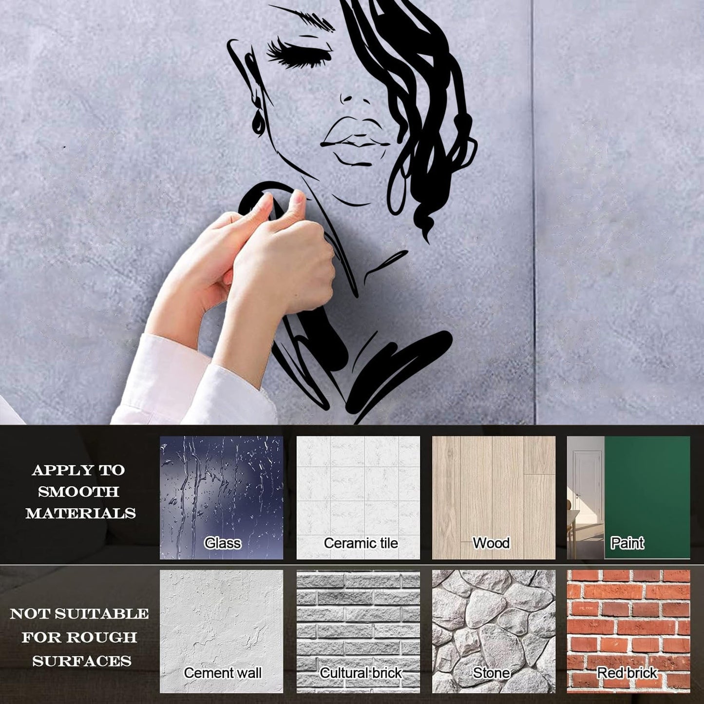 Mural And Wall Vinyl Decal Art Beautiful Woman Fashion Girl Face Model Car Body Decoration