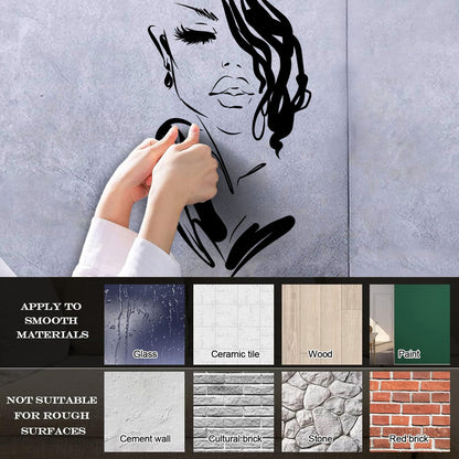 Mural And Wall Vinyl Decal Art Beautiful Woman Fashion Girl Face Model Car Body Decoration