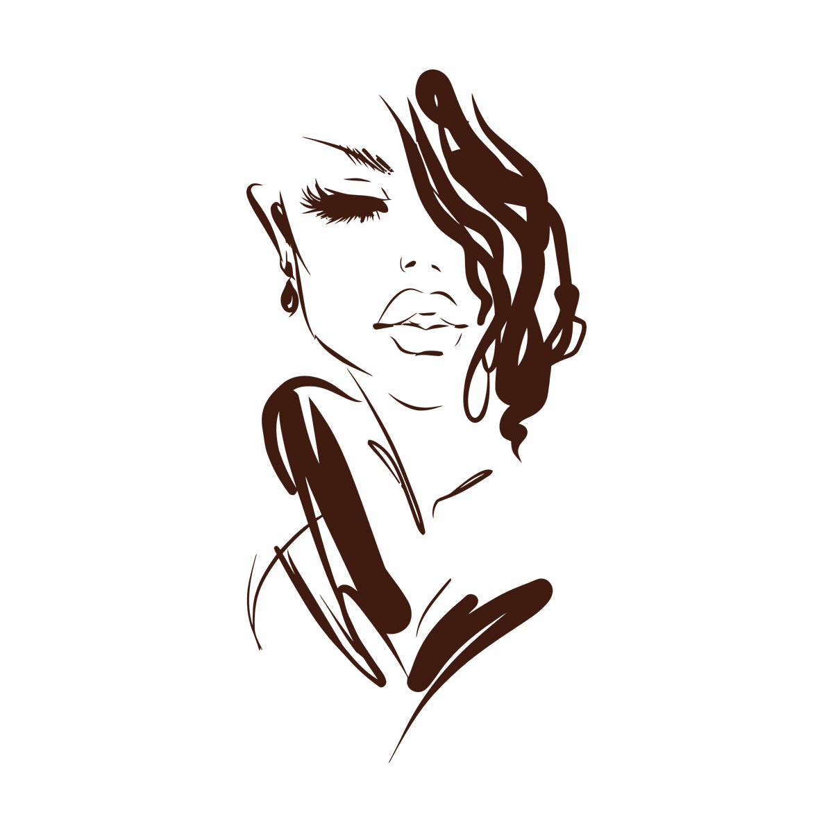 Mural And Wall Vinyl Decal Art Beautiful Woman Fashion Girl Face Model Car Body Decoration