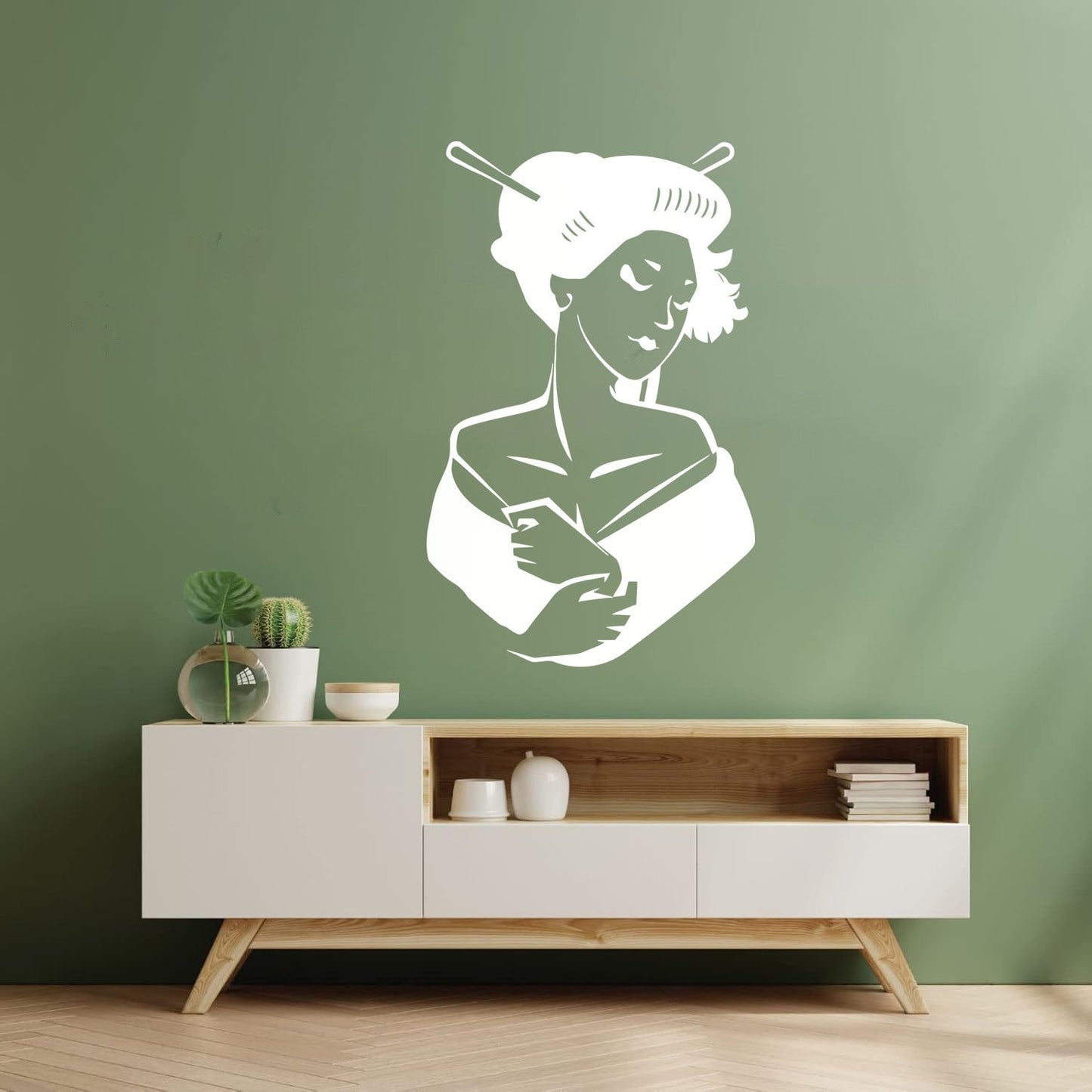 Asian Girl Japanese Woman Geisha Wall Vinyl Sticker Decor Glass Stickers