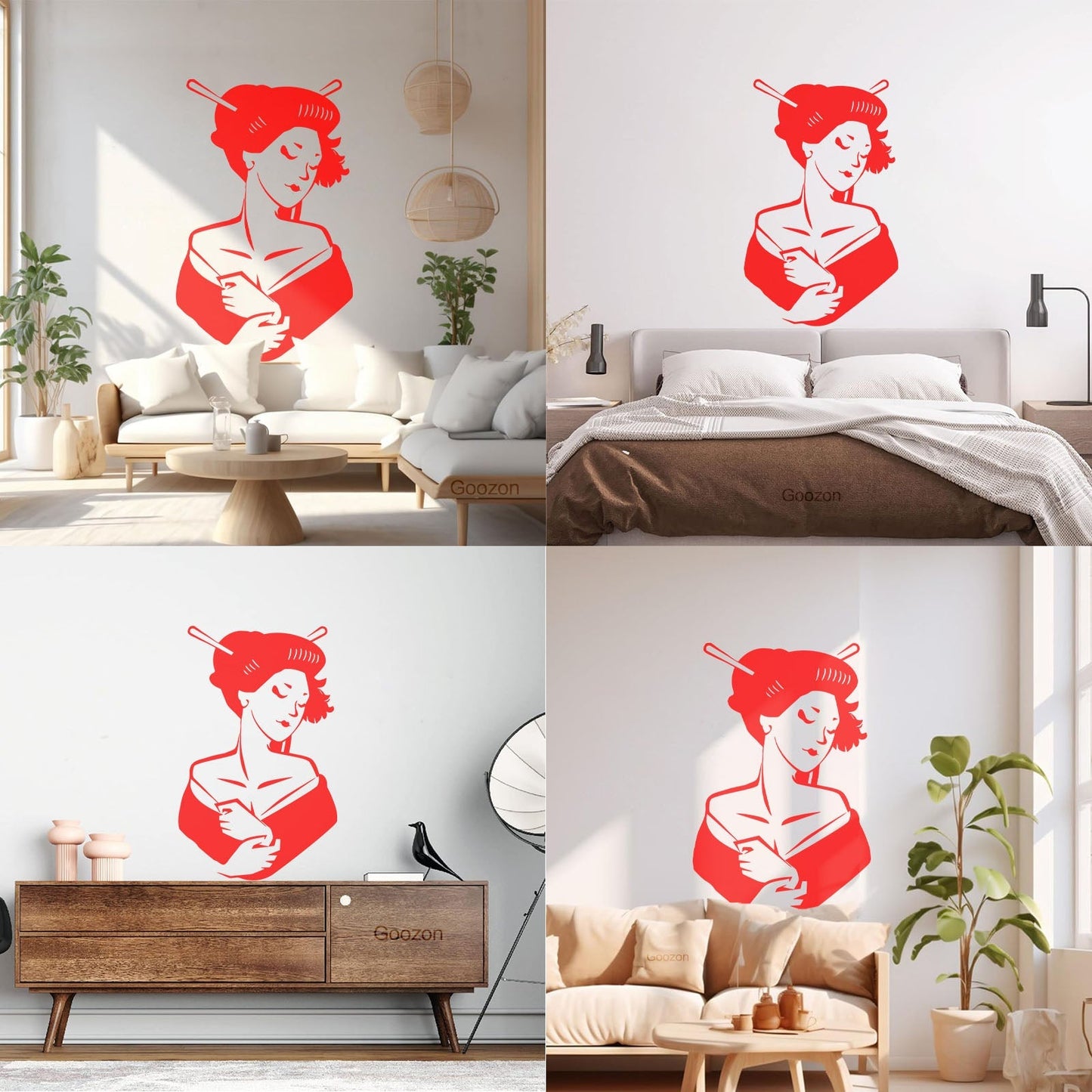 Asian Girl Japanese Woman Geisha Wall Vinyl Sticker Decor Glass Stickers