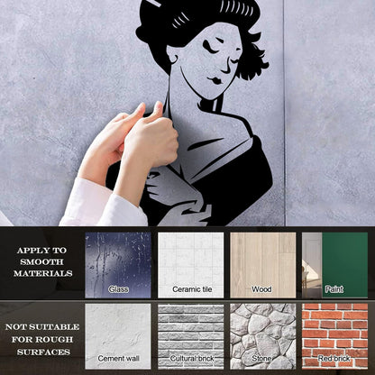 Asian Girl Japanese Woman Geisha Wall Vinyl Sticker Decor Glass Stickers
