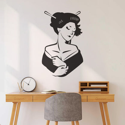 Asian Girl Japanese Woman Geisha Wall Vinyl Sticker Decor Glass Stickers