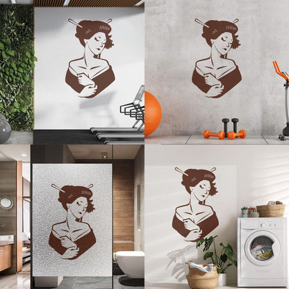 Asian Girl Japanese Woman Geisha Wall Vinyl Sticker Decor Glass Stickers