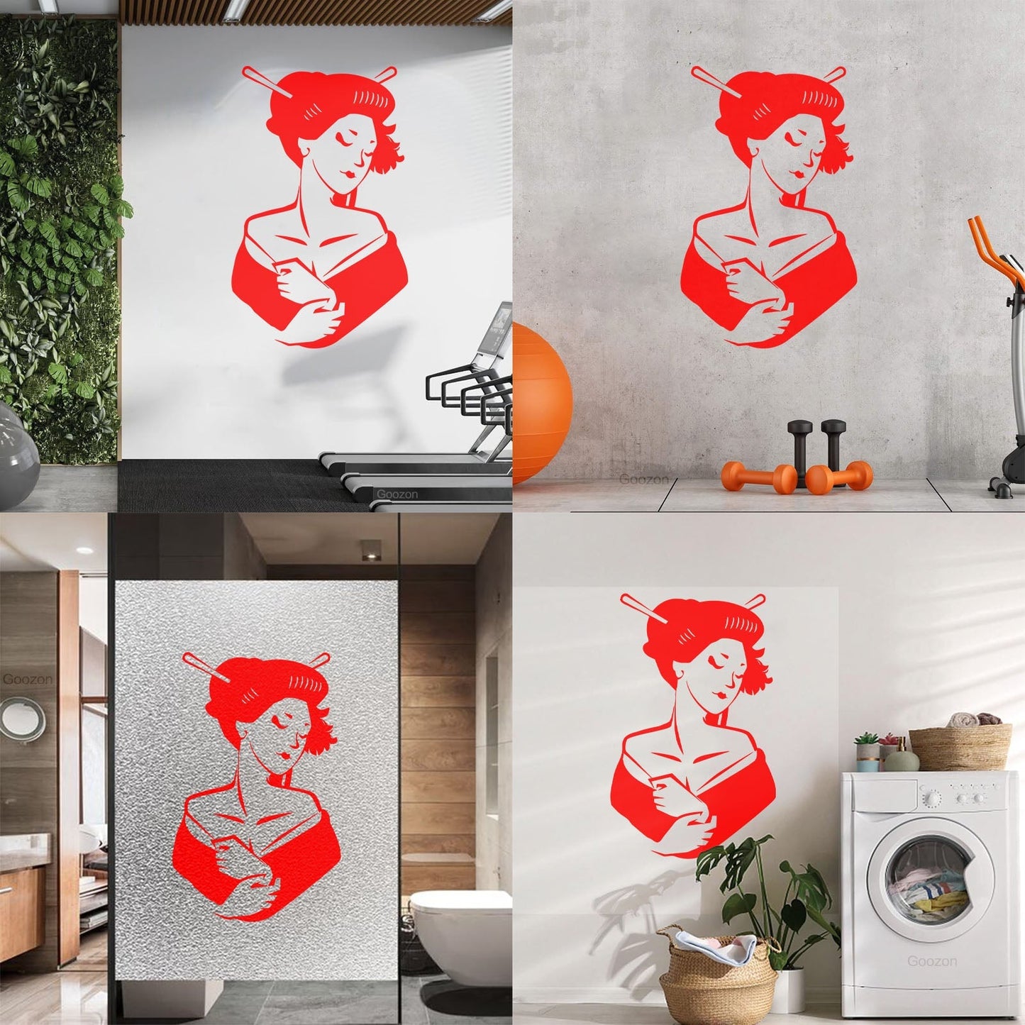 Asian Girl Japanese Woman Geisha Wall Vinyl Sticker Decor Glass Stickers