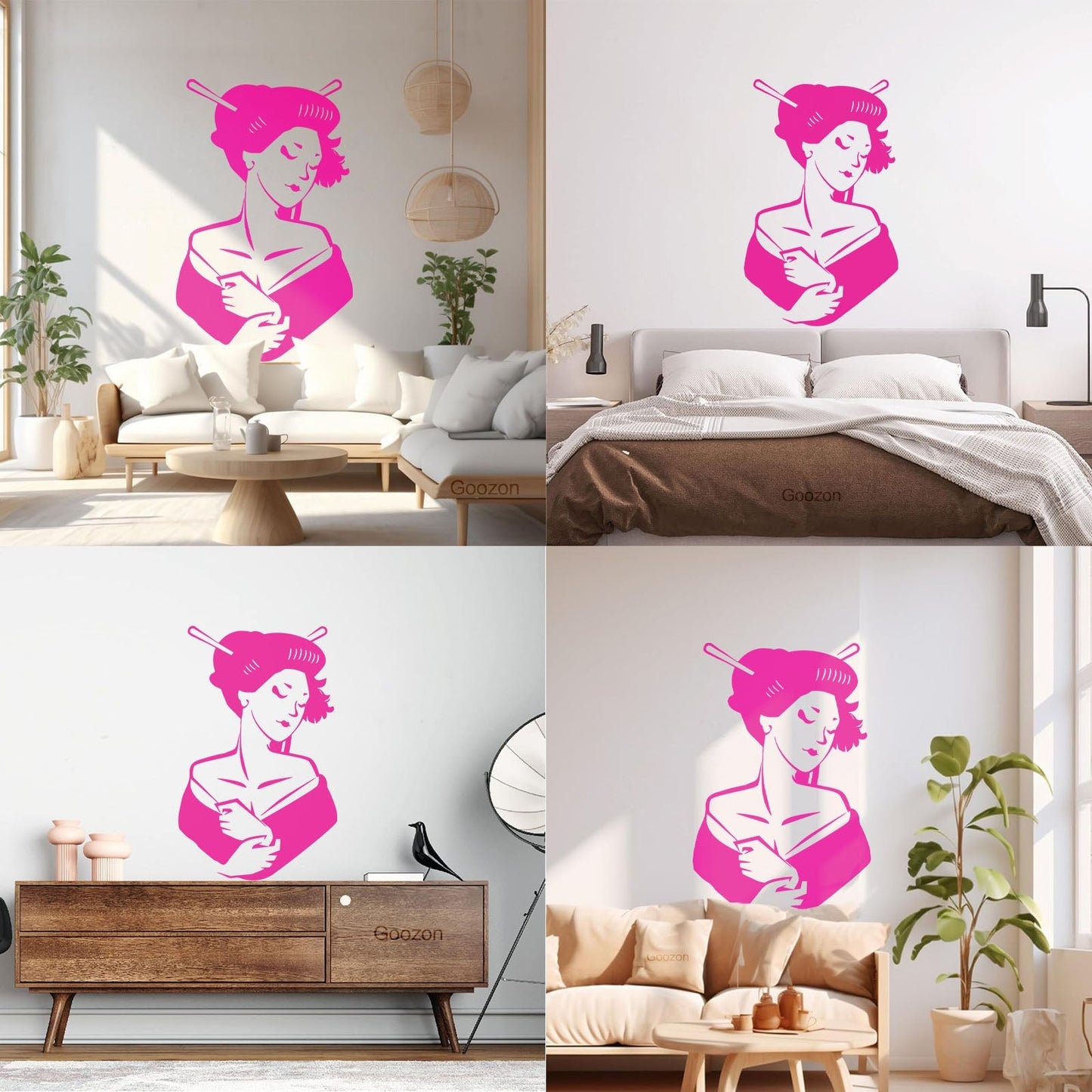 Asian Girl Japanese Woman Geisha Wall Vinyl Sticker Decor Glass Stickers