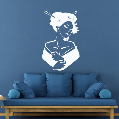 Asian Girl Japanese Woman Geisha Wall Vinyl Sticker Decor Glass Stickers