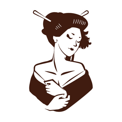 Asian Girl Japanese Woman Geisha Wall Vinyl Sticker Decor Glass Stickers