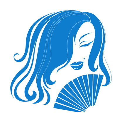 Fine Carving Stickers Asian Woman Geisha Hand Fan Oriental Girl Store Decoration
