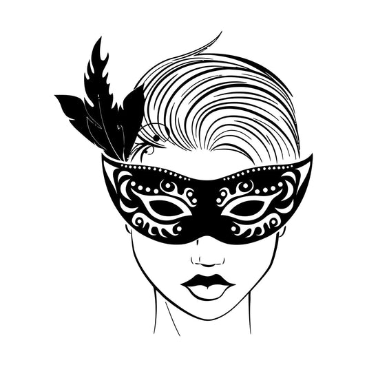 Vinyl Art Sticker Beautiful Face Girl Mask Woman Carnival Lips Self Adhesive