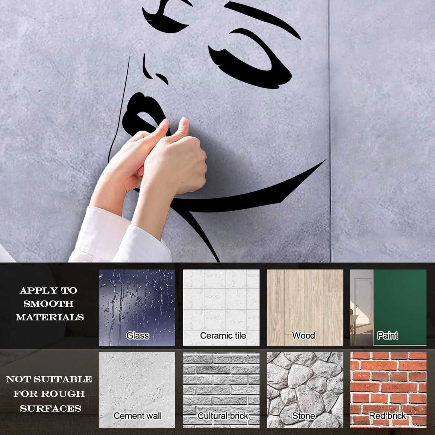 Engraving Stickers Beautiful Face Girl Appeal Woman Lips Do Not Damage The Wall Surface