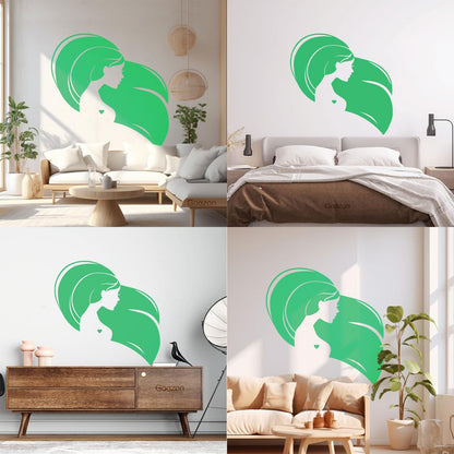 Wall Decals Pvc Beautiful Head Girl Heart Woman Long Hair Equipped With Transfer Film Kit