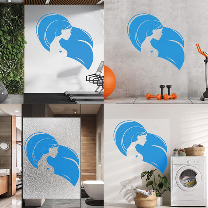 Wall Decals Pvc Beautiful Head Girl Heart Woman Long Hair Equipped With Transfer Film Kit