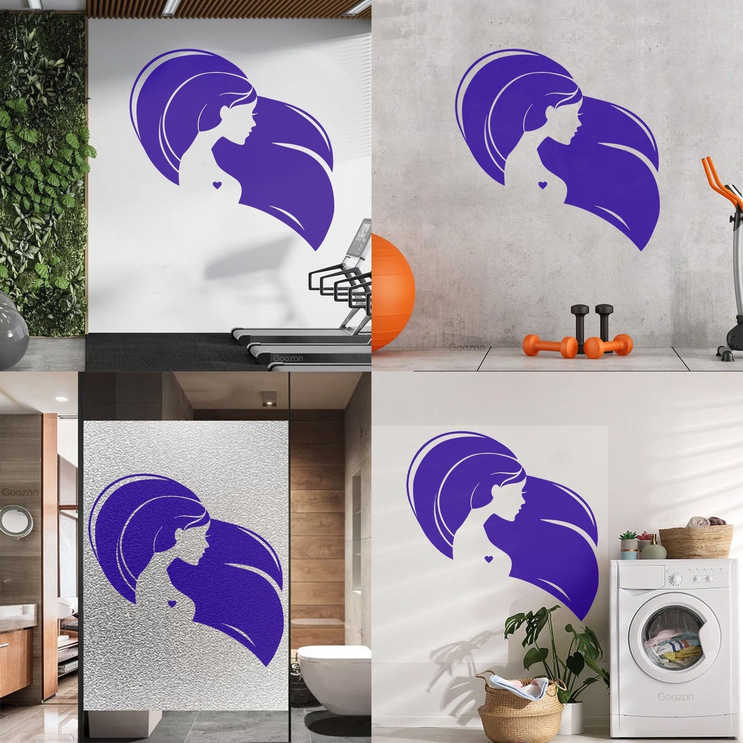 Wall Decals Pvc Beautiful Head Girl Heart Woman Long Hair Equipped With Transfer Film Kit