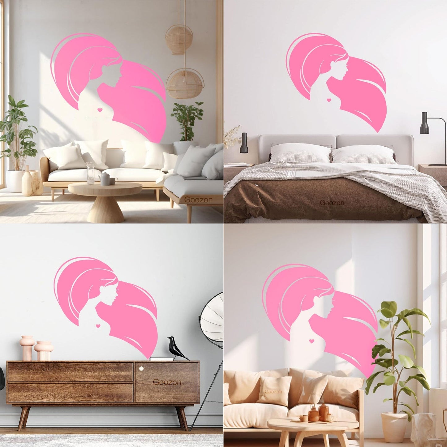 Wall Decals Pvc Beautiful Head Girl Heart Woman Long Hair Equipped With Transfer Film Kit