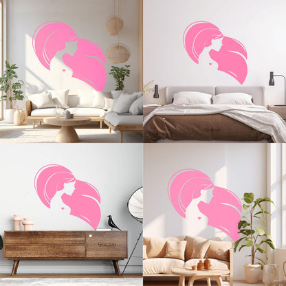 Wall Decals Pvc Beautiful Head Girl Heart Woman Long Hair Equipped With Transfer Film Kit